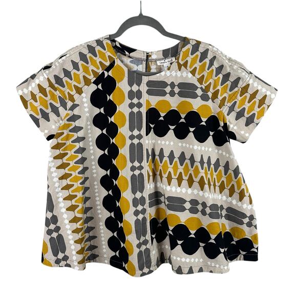 Cousin Earl Anthropologie Geometric Blouse Size S Multicolor Modern Boxy Swing - Picture 1 of 10